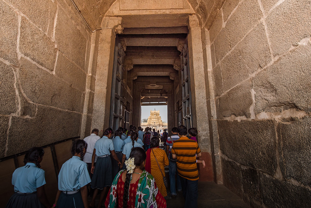 Visitors to Veerupaksha Temple
